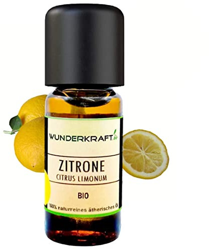 BIO Zitronenöl - 100% naturreines ätherisches bio Öl von WUNDERKRAFT.BIO, Aromatherapie & Diffuser geeignet, Aromaöl, Duftöl