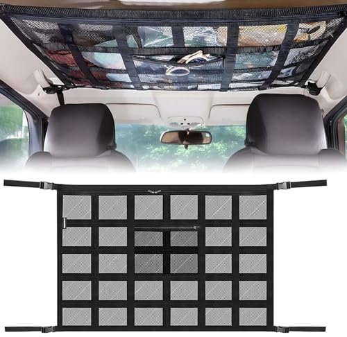 Cargo Net for Van, Cargo Pocket Storage Net, Strengthen Load-Bearing Adjustable Storage Car Ceiling for SUV Campervan