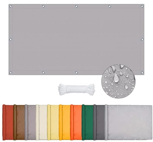 Sonnensegel Wasserdicht, Sonnensegel Rechteckig Mit Ösen, Markisenstoff UV Schutz 95%, Segeltuch Sonnenschutz Balkon Terrasse Mit Seil, Für Innenhof, Rasen, Garten, Park (Hellgrau, 2 * 3m)