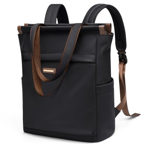 GOLF SUPAGS Convertible Notebook Handtasche, Laptop Rucksack für Damen mit Laptopfach, 15.6 Zoll Stylisch Tagesrucksack, für Schule, Uni, Reisen, Arbeit (Schwarz)