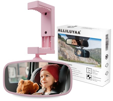 KERHAND 360-Degree Baby Car Mirror for Rear-Facing Seats,Kids Safety Mirrors with Tool-Free Installation,Kids Rear View Mirror BPA-Free Shatterproof & ASTM Certified (Adjustable 14-22) (PINK)