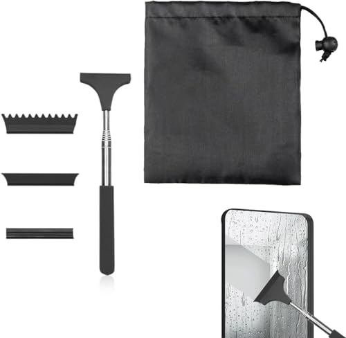 essuie-Glace rétractable, Raclette Vitre Telescopique Professionnel - Kit de Nettoyage 3-en-1 pour Votre Voiture avec Sac de Transport, Adapté aux Vitres de Voiture et à l'Expanse