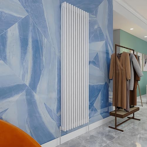Traditional Household Cast Iron Radiator，White Vertical 1800X 560mm- 3 Column Suitable for Multi-Room Ideal Central Heating