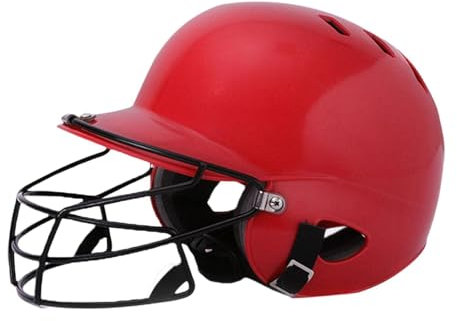 Amagogo Casque de Baseball avec Masque à Masque à Double Oreille à Double Oreille pour Enfants, Rouge