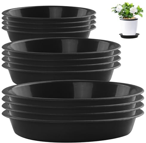 Ligeinsrk 12PCS Plastic Plant Saucer, 6 8 10 Inch Large Flower Pot Drip Trays, Heavy Duty Plant Water Catcher Tray, Round Trays for Pots, Indoors OutdoorsSaucer