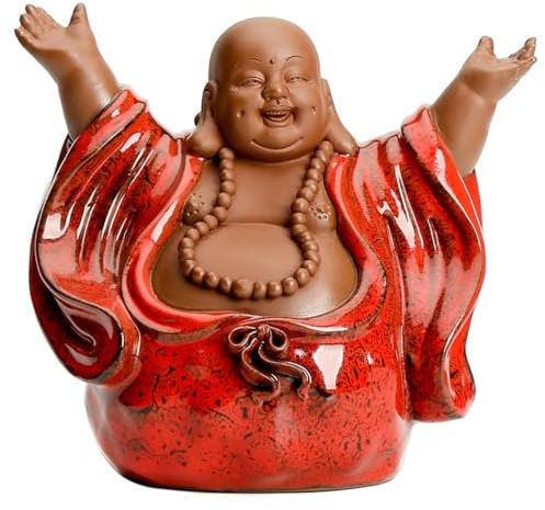 BOGAZY Buddha Statua Statua di Buddha Che Ride in Ceramica da 5,7 Pollici Piccola Statua di Buddha Carino Decorazioni per La Casa Ornamenti Creativi Statue Decorativa