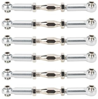 ZDETGU 6Pcs Aluminum Alloy Push Rods Turnbuckle Rod Linkage Accessories for RC Cars (Silver)