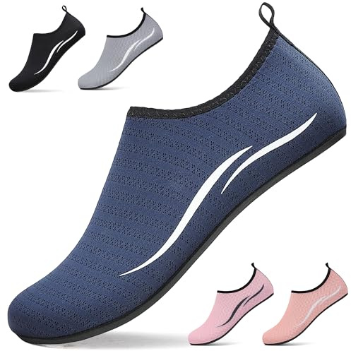 gitzing Water Beach Swim Shoes Women Quick Dry Sea Shoes Men Breathable Aqua Lightweight Barefoot for Surfing Running Driving Pool Yoga, Dark Blue 9 UK/43 EU