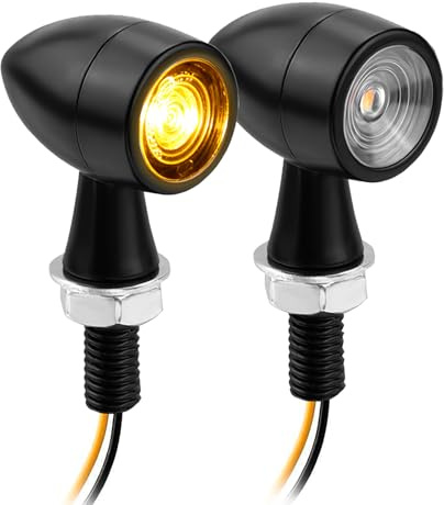 Uoww 2PCS Led Moto Indicatori di Direzione, Retrò Proiettile Frecce Moto, Universale per la Maggior Parte, Vite M8 per Motocicletta Scooter, Quad Cruiser Off Road, Cruiser