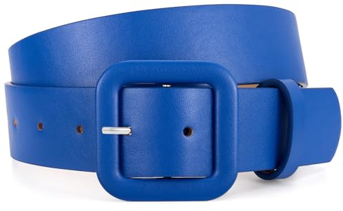 JasGood Damen Ledergürtel in Bonbonfarbe Breiter Leder Gürtel für Damen Taillengürtel mit Quadratischer Schnalle für Jeans Hosen Kleider