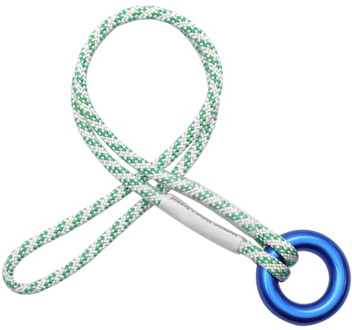 1/4 Pre-Sewn Prusik Loop Cord with Metal Rings for Tree Climbing (White)