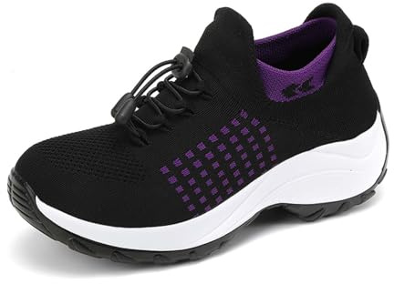 Generisch Scarpe da diabetico da donna per alluce valgo scarpe per piedi gonfi leggero traspirante scarpe da corsa antiscivolo scarpe da ginnastica artrite edema scarpe sportive ortopediche, Lilla, 37