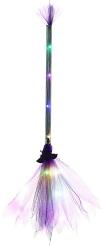 ISTOVO Escoba de LED de Halloween con Luz LED Ajustable, Ideal para Fiestas, Cosplay y Decoración.