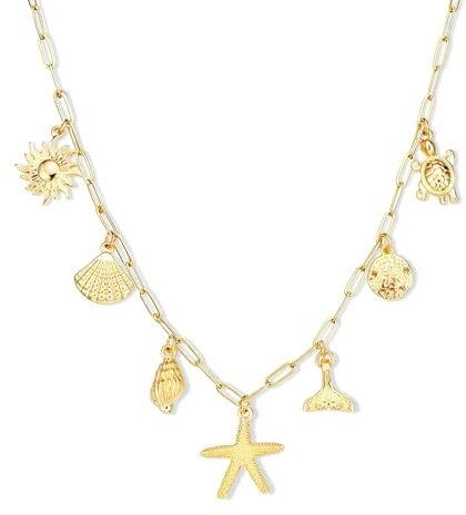 LXONTSG Collana di Conchiglie Donna, Collana Conchiglie, Collane di Stella Marina, Collanas di Estate, Collanas Bohemien Donna, per Spiagge Estive Feste di Compleanno Matrimoni (Oro B)