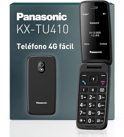 Panasonic KX-TU410 Telefono Cellulare 4G a Conchiglia 2,4 Pollici, Tasto SOS, Bluetooth 5.0, HAC, Vivavoce, IP44, Nero