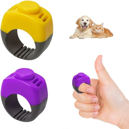 2 Stück Klicker Hund,Finger Clicker Hund,Klicker Katze,Praktisches Hundetraining Zubehör,Hundeklicker,Trainingsset mit Fingerring,Hundeerziehung,Clicker Set für Katzen Pferdetraining (19mm/21mm)