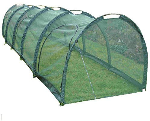 GardenSkill Pro-Gro Net Grow Tunnel 5m x 1.5m | Heavy Duty Vegetable & Crop Protection Tunnel | 4mm Butterfly & Bird Netting Cover | 4 Large Zipped Access Doors