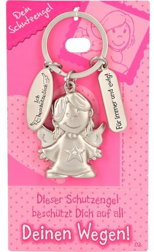 Depesche 7518-002 Schutzengel Schlüssel-Anhänger aus Metall, Glücksbringer mit Engel, Schlüsselring und liebevoller Botschaft, zum Verschenken an Familienmitglieder, Freunde und Bekannte