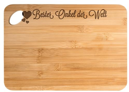 Mr. & Mrs. Panda Bambus - Schneidebrett Onkel - Geschenk, Schneidbrett, Holzbrett mit Gravur, Servierbrett, Holzbretter, Holz Bretter, Kleinigkeit,