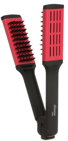 Diane Ceramic Straightening Brush with Nylon Bristles for Smoothing and Styling Thick Coarse Hair, Double-Sided Hair Straightener Brush, 2-in-1 Smoothing Hair Brush, Gently Removes Tangles