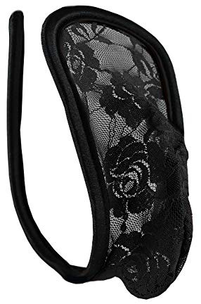 lau-fashion Herren Spitze C-String Schwarz Sexy Dessous Einheitsgröße S/M/L