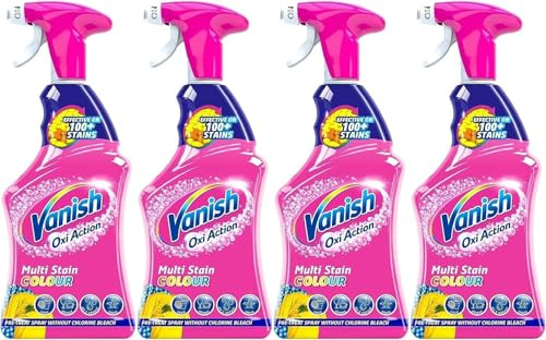 Vanish Oxi Action Pre Treat Spray | 500ml | Pack of 4 | 4 x 500ml | Colour Fabric Stain Remover