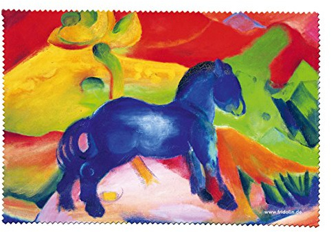 Fridolin 18821 Brillenputztuch Franz Marc - Blaues Pferd, Mikrofaser, 18 x 12,5 cm