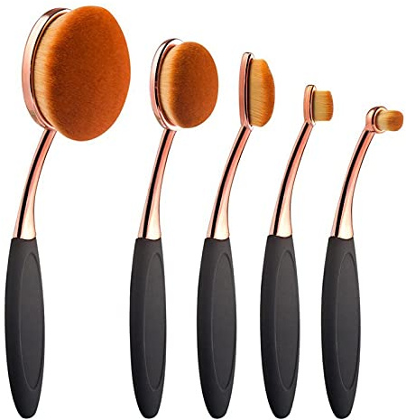 Yoseng Oval Foundation Brush 5 Pcs Toothbrush makeup brushes Fast Flawless Application Liquid Cream Powder Foundation