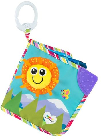 Lamaze L27186 Baby, vänner bok Clip & Go, högkvalitativ småbarnsleksak, mjuk tygkänsla. Babybokhänge för att stärka föräldrarnas barnrelation, babygåvor, babybok från 0 månader