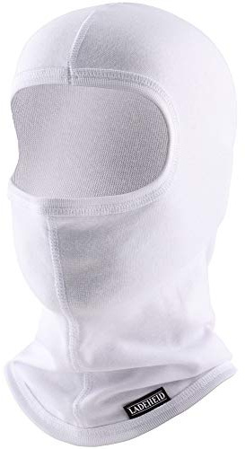 Laddheid Balaclava, skidmask, balaclava för män och kvinnor Silverplus termoaktiv, med absorption av fukt och förbättrar komforten för skidåkning, motorcykel och cykel LA-127, Vit, XS/S