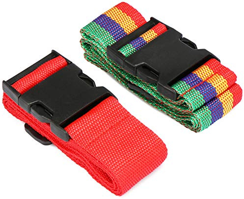 com-four® 2X Koffergurt mit robustem Verschluss, Längenverstellbares | Gepäckgurt in verschiedenen Farben [Auswahl variiert]
