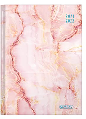 herlitz 50034888 Skolkalender 2021/2022 Legend, A5, motiv: Marble rosé, 1 styck