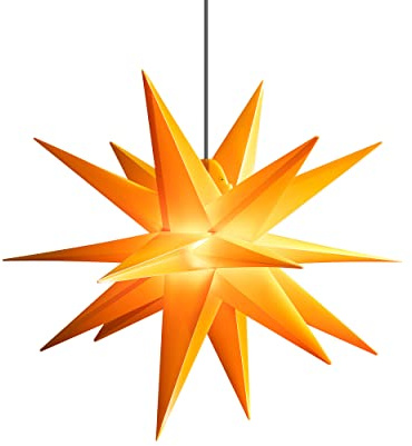 LED WEIHNACHTSSTERN 3D 18 Zacken 40 cm inkl. LED-Leuchte + Timer + Trafo Leuchtstern Außenstern Faltstern Adventsstern wetterfest für außen und innen 5m Kabel von Dekowelt (Gelb)