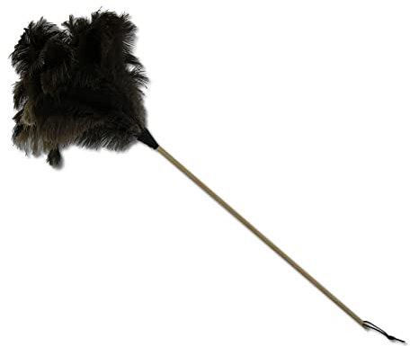 africX Staubwedel Strauß mit hochwertigen afrikanischen Straußenfedern und extra langem 70 cm Holzstiel - Staubwischer flauschig weich und antistatisch - Gesamtlänge: ca. 95 cm Staubfänger