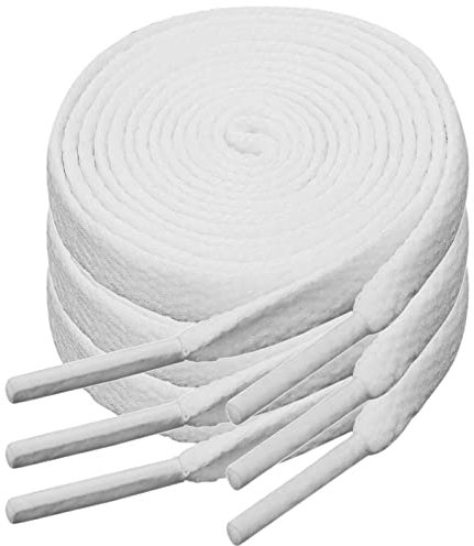 Ouligay 3 par vita skosnören för sneakers, platta vita skosnören för sneakers, 5/16 tum breda 120 cm skosträngar för atletiska löparskor sneaker skosnören för kvinnor män barn