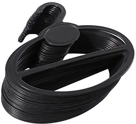 JNJOOD 20X Schal Schal Krawattenhalter Organizer Oval Kunststoff KleiderbüGel Aufbewahrung KleiderbüGel Schwarz GrößE:13,5 cm(LäNge) X 12,5 cm(Durchmesser) X13,5 cm (HöHe) X1,9 cm(Hakenmaul)