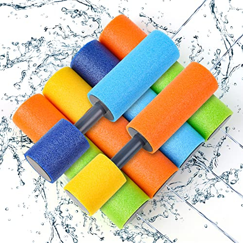 DERAYEE 6pcs Pistolet à Eau Enfant，Blaster à Eau Etirée en Mousse, Longue Distance Blaster Shooter Pompe Jouets d'été Pistolet à Eau Colorée
