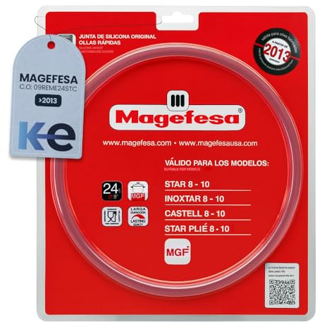 Anakel Home Junta de Tapa para Olla a Presión 09REME24STC Compatible con Magefesa Star, Inoxtar, Star Plié y Castell 8–10 L, Ollas Fabricadas desde 2013 | Silicona, Diámetro Interior de 24 cm