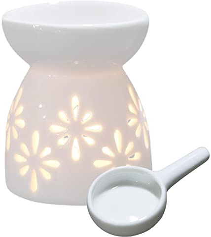 Luckxing Keramik Duftlampe Aromalampe Duftlampe, Keramik-Duftlampe -Diffusor, Dekorativer Wachsschmelzbrenner Mit Kleinem Kerzenlöffel, Kerzenbrenner Für Heimbüro, Trichtermodell