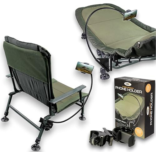 NGT Support de téléphone flexible mains libres pour pêche à la carpe Convient pour chaise, chaise de lit, table de camping