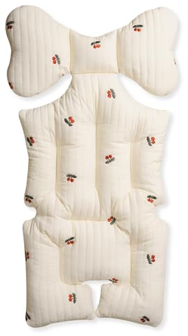 SONARIN Weiche Sitzauflage Kinderwagen,Universal Kinderwagen Einlage Buggy Auflage Dicke Baumwolle Kinderwagenkissen Sitzeinlage Sitzkissen für Kinderwagen Buggy Kindersitz(Kirsche)