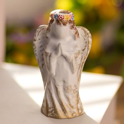 Sziqiqi Kleine betende Engel-Figuren Dekor – Eisen-Schutzengel Statue Freundschaft Mädchen Engel Skulptur Gedenkkind Engel Heilengel Geschenk für Frauen Freunde Schwester Mutter Oma geliebt einen