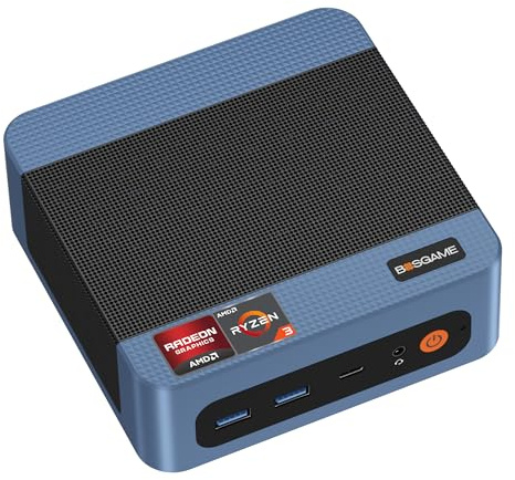 BOSGAME Mini PC E5 Ryzen 3 5300U(Up to 4.5GHz) 8GB DDR4 256GB SSD Mini Computer, 4K Triple Display Business Office Mini Desktop PC, Dual 2.5G LAN, Wi-Fi5, BT 5.0