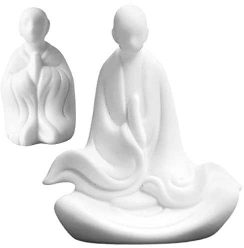 Garneck 2St Buddha-Ornamente Chinesische Feng-Shui-Figur Kabelstangen die chinesen Buddhismus Wohnkultur aus Porzellan Mönchstatue weißes Porzellan Blumentopf Kleiner