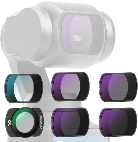 Gruiqrd ND CPL UV Filter Set Compatible with DJI OSMO Pocket 3, Multi Coated HD Optical Glass Gimbal Camera Lenses, 6 Pack Magnetic Aluminum Frame Photography Filters (UV CPL ND8 ND16 ND32 ND64)