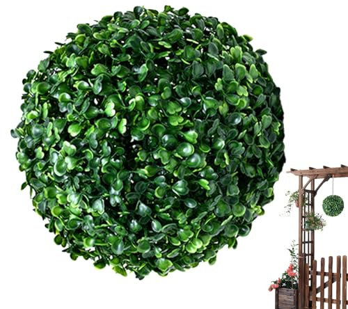 Missmisq Buchsbaumkugeln, Formschnittkugeln künstlich für den Außenbereich, Künstliche Buchsbaumkugeln, kein Beschneiden, Baum-Decken-Wanddekoration, künstlicher Grasball für Hinterhof-Balkon-Garten