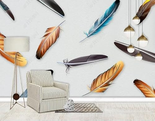 vsdhlsidgl Moderne kleine frische bunte Feder Wohnzimmer TV Hintergrundwand * 200cmx140cm (78,7x55,1 Zoll) Tapete - Wandbild - Tapete - Wanddekoration - Poster - Fotodruck