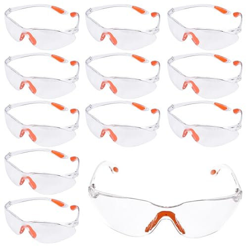 Zythrem Clear Safety Glasses for Work 12 Pcs Eye Protection Glasses Kids Safety Goggles Anti Fog Protective Goggles for Work Construction Laboratory Chemistry Outdoor Sports Diyer Kids Adult