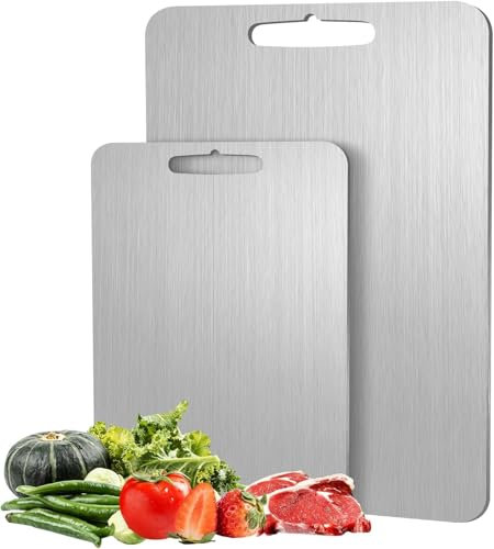 Titanium Cutting Board - 100% Pure Titanium Cutting Boards for Kitchen - Cutting Edge Hygiene & Durability, 1 Pack Double Sided Medical-Grade Titanium Cutting Mat, Easy to Clean (S)