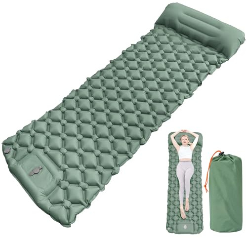 Isomatte Selbstaufblasend Schlafunterlage Isomatte Strand Isomatte mit Fußpumpe Kinder und Erwachsener Ultra Leichte Aufblasbare Outdoor-Luftmatratze für Camping Verbindbar 1,9 m * 0,6 m schlafmatte